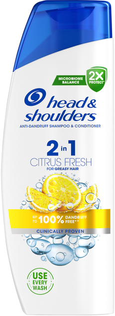 Шампунь Head & Shoulders 2 в 1 Против перхоти Цитрусовая свежесть, 330 мл - Фото 1 Шампунь Head & Shoulders 2 в 1 Против перхоти Цитрусовая свежесть, 330 мл - изображение 1