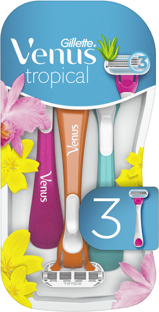 Одноразові станки для гоління (Бритви) жіночі Venus Tropical 3 шт (7702018426263) - зображення 1