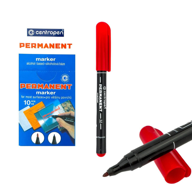 Маркер перманентный красный Centropen 2846 Permanent 1 мм – фото ...