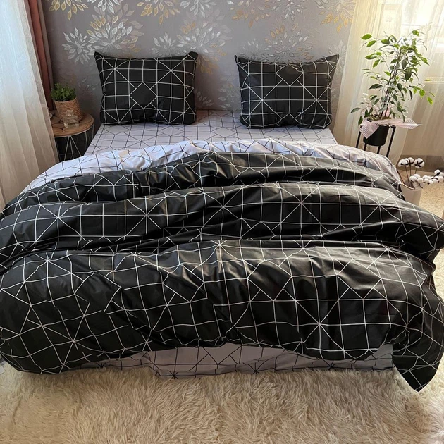 Постільна білизна бавовняна Сутінки Двоспальна 180 x 220 Бязь Чорна 50 х 70 - Фото 1 Постільна білизна бавовняна Сутінки Двоспальна 180 x 220 Бязь Чорна 50 х 70 - зображення 1