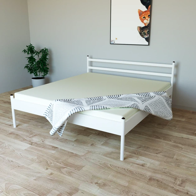 Кровать двуспальная металлическая Tobi sho Гармония 190X160 белый - изображение 3