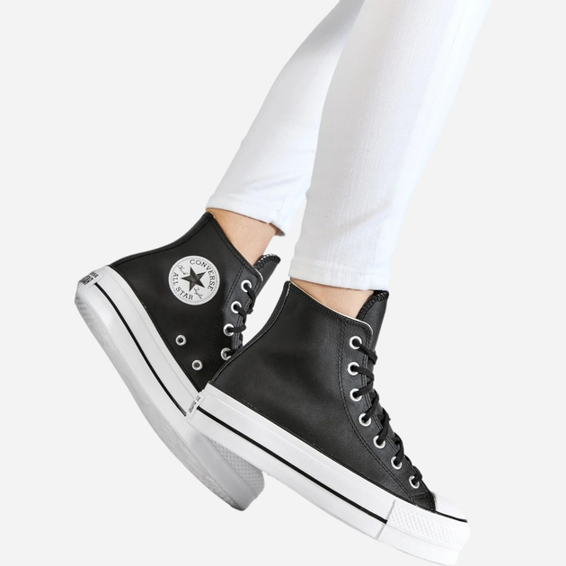 Trampki damskie na platformie Converse Platform Hi Leather 561675C 37.5 (7US) 24 cm Czarne (888755795729) - obraz 2