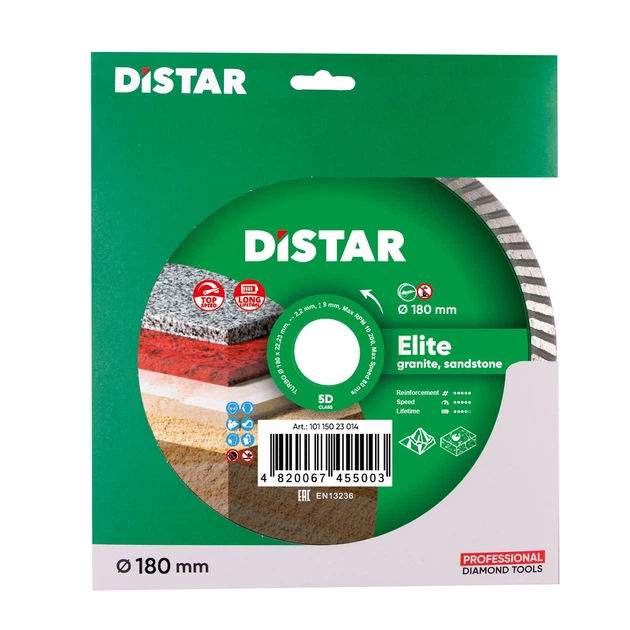 Круг алмазний відрізний Distar Elite Turbo 180 x 22.23 10115023014 Турбо диск граніт марамур (10034) - Фото 2 Круг алмазний відрізний Distar Elite Turbo 180 x 22.23 10115023014 Турбо диск граніт марамур (10034) - зображення 2