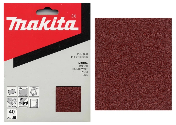 Набір шліфувального паперу Makita P-36398 (114х140 мм, К40, 10 шт) шліфпапір шліфлисти (6969) - зображення 2