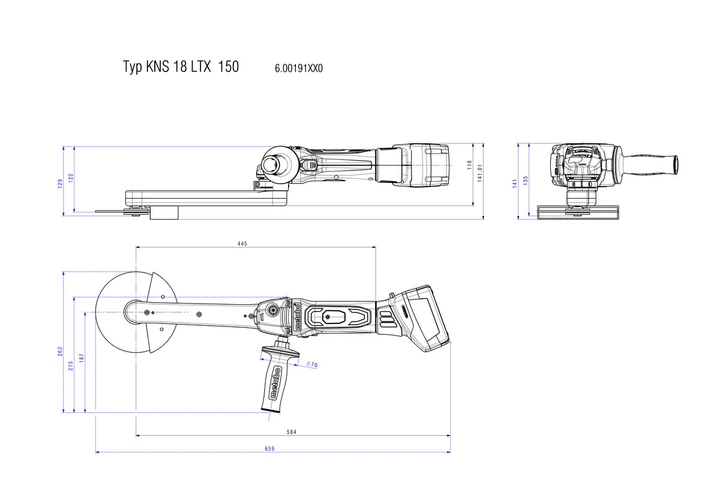Аккумуляторная шлифовальная машина для узких мест Metabo KNS 18 LTX 150 INOX, 18 В, Каркас (Картон) 600191850 (5926) - изображение 2