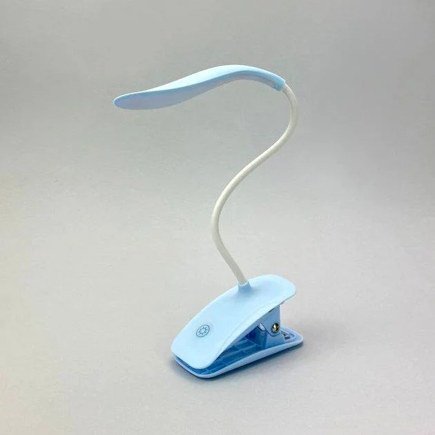 Led лампа настільна на прищіпці з акумулятором та USB висота 27см, 14 світлодіодів 3 режими свічення, синя - зображення 4