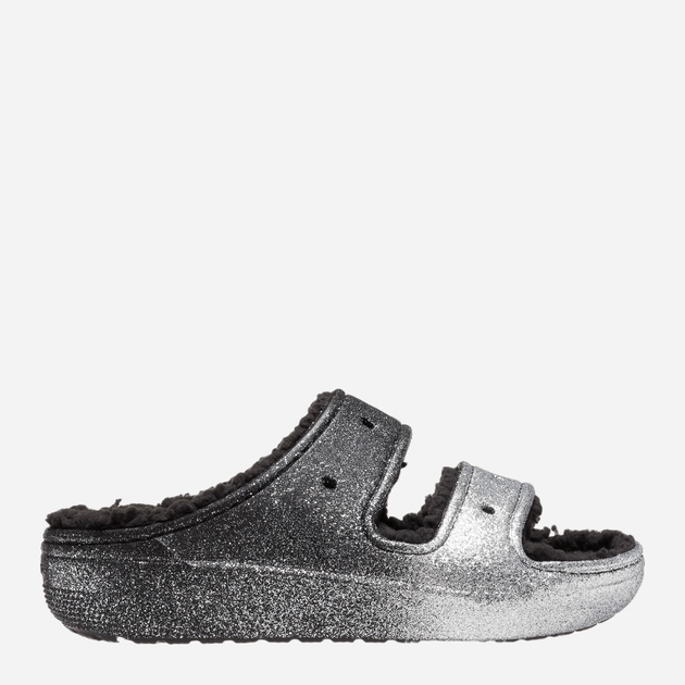 Klapki damskie z futerkiem Crocs Classic Cozzzy Glitter CR208124 39-40 (M7/W9) 25 cm Czarny/Srebrny (196265168187) - obraz 1