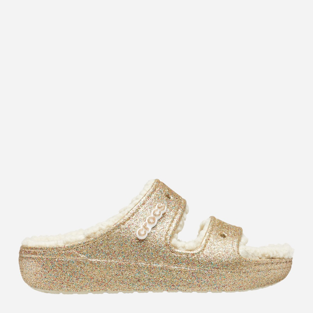 Klapki damskie z futerkiem Crocs Classic Cozzzy Glitter CR208124 37-38 (M5/W7) 23 cm Złociste (196265168408) - obraz 1