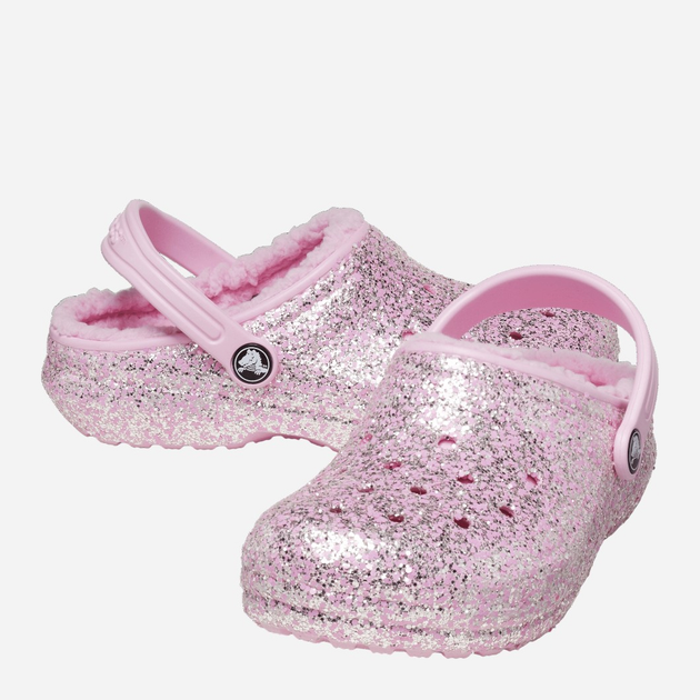 Chodaki dziecięce dla dziewczynki ocieplane Crocs Classic Lined Glitter CR207463 23-24 (C7) 14.5 cm Jasnoróżowe (196265425013) - obraz 2