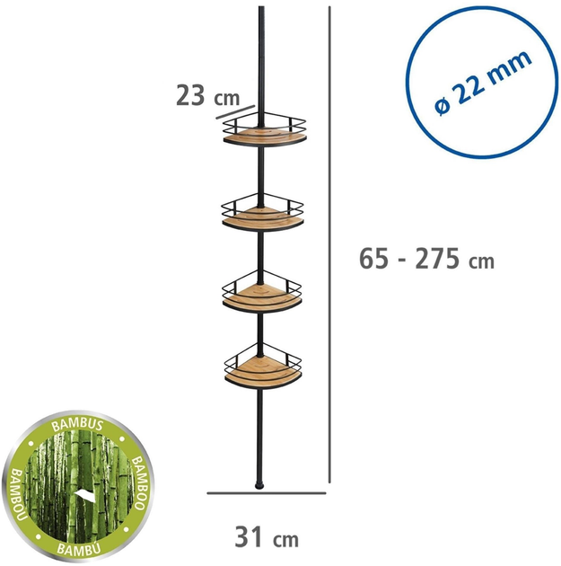 Телескопічна полиця для душу Wenko Dolcedo чорна 4 рівні (59431) - зображення 2