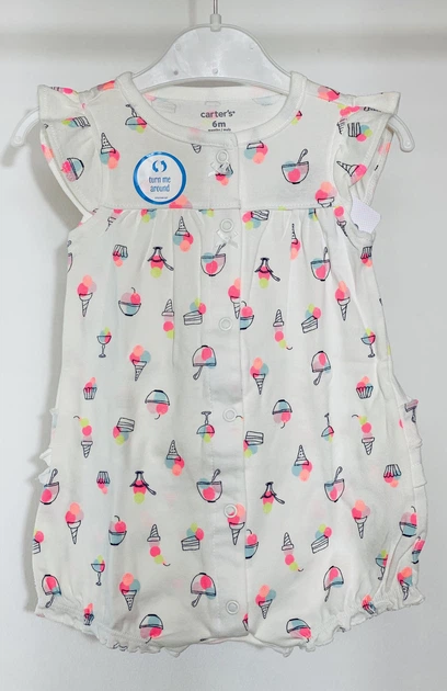 Песочник для девочки Carters 16696210 9 мес 69-72 см Белый - Фото 1 Песочник для девочки Carters 16696210 9 мес 69-72 см Белый - изображение 1