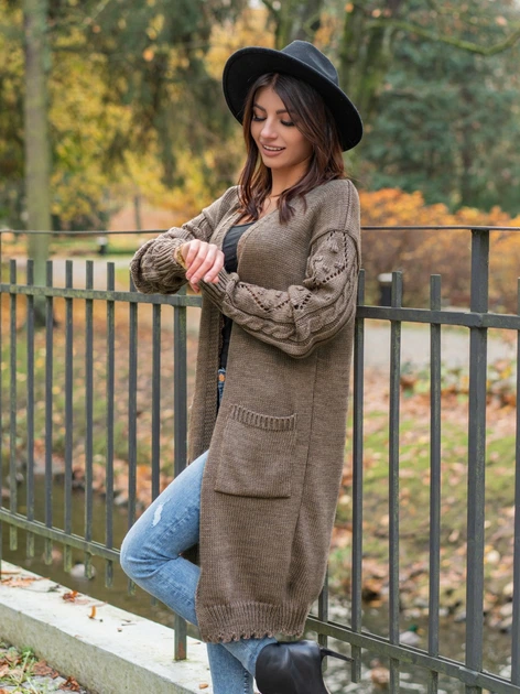 Kardigan damski Merribel Delaina One Size Brązowy (5907621624026) - obraz 4