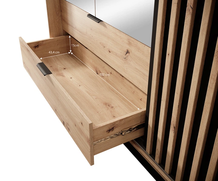 Шафа для одягу Tally 4D2S/220 4-дверна з дзеркалом Дуб артизан