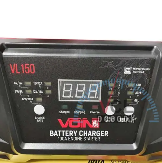 Пуско-зарядний пристрій VOIN 6&12V/2A-8A-15A/Start-100A/8-180AHR/LCD індик. (VL-150) - Фото 5 Пуско-зарядний пристрій VOIN 6&12V/2A-8A-15A/Start-100A/8-180AHR/LCD індик. (VL-150) - зображення 5