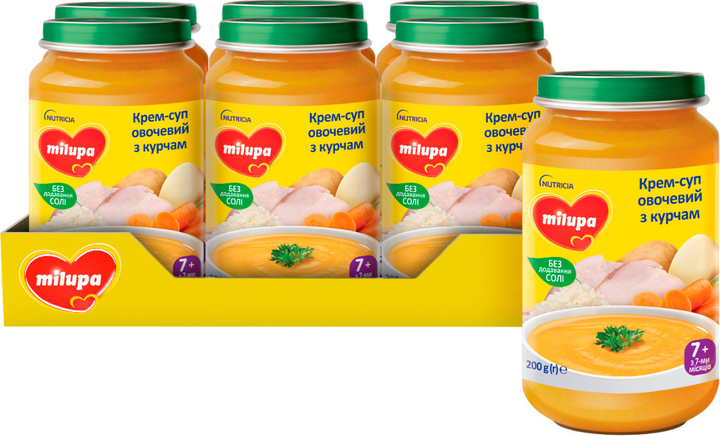 Упаковка овочевого супу з курчам Milupa для дітей від 7 місяців 200 г х 6 шт (5900852045288) - зображення 1