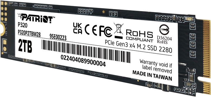 SSD диск Patriot P320 2TB M.2 2280 PCIe Gen 3.0 x4 NVMe TLC (P320P2TBM28) - изображение 3