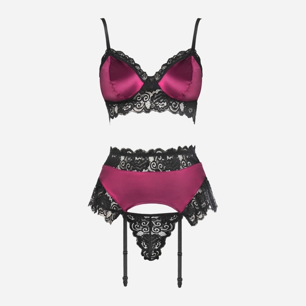 Еротичний комплект (бюстгальтер + трусики + пасок для панчох) жіночий CoFashion Randy Cf 90435 L-XL Бордовий (5902767122566) - зображення 6