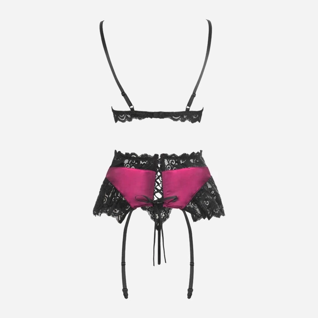 Еротичний комплект (бюстгальтер + трусики + пасок для панчох) жіночий CoFashion Randy Cf 90435 L-XL Бордовий (5902767122566) - зображення 7