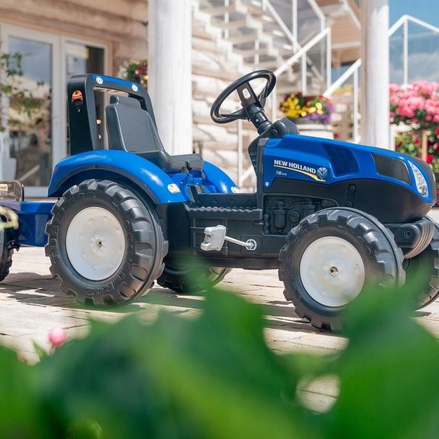 Traktor dziecięcy Falk New Holland na pedały z przyczepą Niebieski (3016200309024) - obraz 3