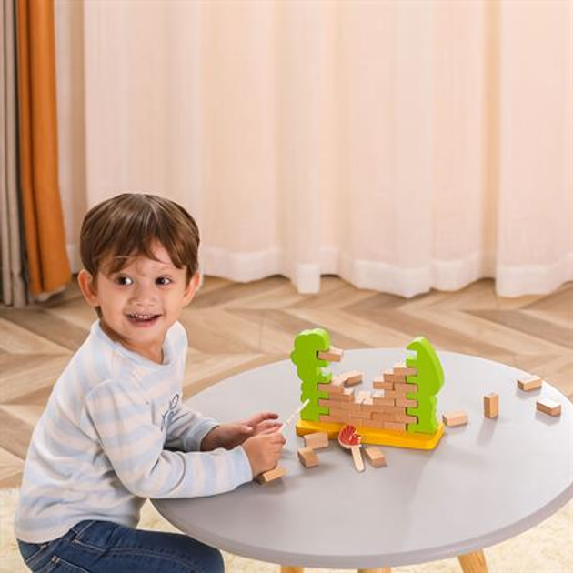 Дерев'яна настільна гра Viga Toys Стіна з цеглинок (6971608445668) - зображення 7