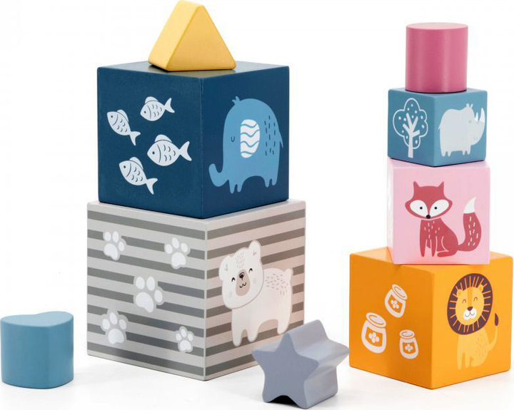 Дерев'яні кубики-пірамідка Viga Toys PolarB Сортуємо і складаємо (6971608440168) - зображення 3