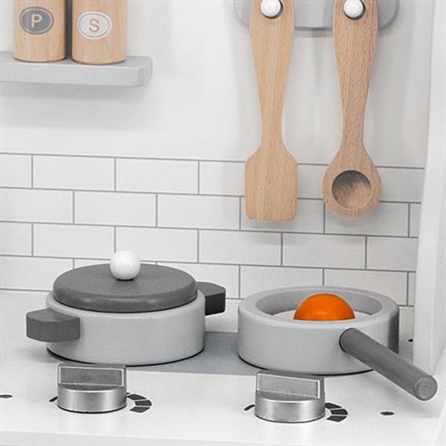 Дитяча кухня з дерева з аксесуарами Viga Toys PolarB Сіра (6971608440496) - зображення 9