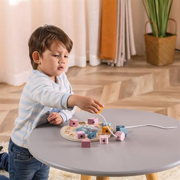 Дерев'яний сортер-шнурівка Viga Toys PolarB Годинник (6971608440533) - зображення 9