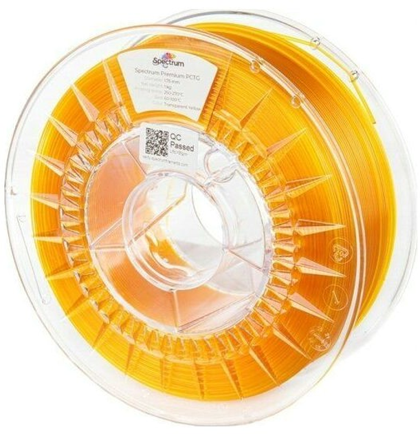 Filament do drukarek 3D Spectrum Premium PCTG 1.75 mm 1000 g Przezroczysty żółty (5903175655257) - obraz 1