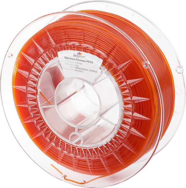 Filament do drukarek 3D Spectrum Premium PET-G 1.75 mm 1000 g Przezroczysty pomarańczowy (5903175657671) - obraz 1