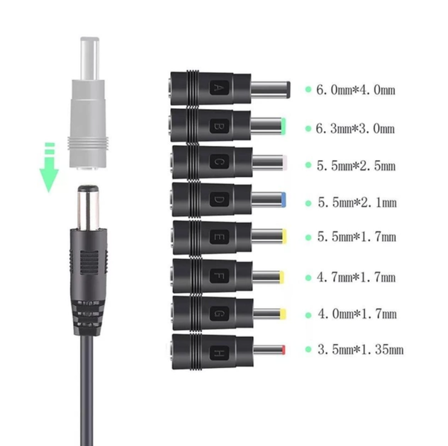 Кабель живлення для роутера від павербанка USB - DC 5V - 9V і 12V JoyPro CB-2 з перемикачем і набором 8 перехідників шнур перехідник універсальний 9 і 12 вольт від powerbank - зображення 8