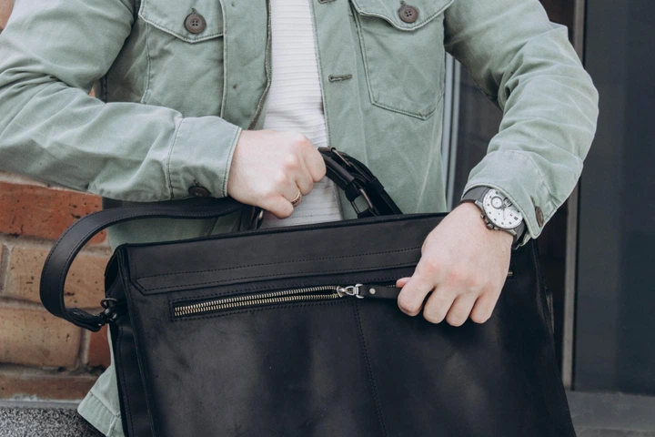 Кожаный портфель мужской для ноутбука 15 дюймов - изображение 4