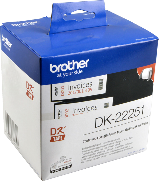 Стрічка для етикеток Brother DK22251 62 мм x 15.24 м White/Black/Red - зображення 1