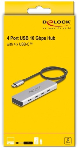 USB-хаб Delock USB 10 Gbps USB Type-C Hub with 4 x USB Type-C Grey (4043619642311) - зображення 2