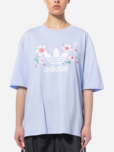 Koszula bawełniana oversize długa damska adidas Oversied Tee IP3750 S Niebieska (4066759974081) - obraz 1