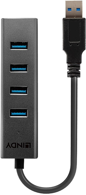 USB Hub Lindy 4 Port USB 3.0 Hub Black (4002888433242) - obraz 1