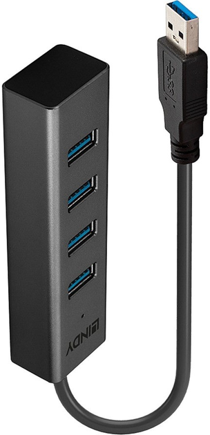 USB Hub Lindy 4 Port USB 3.0 Hub Black (4002888433242) - obraz 2