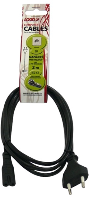 Kabel zasilający Logo CEE7/16 - C7 230V 2 m Czarny (8590274246140) - obraz 2