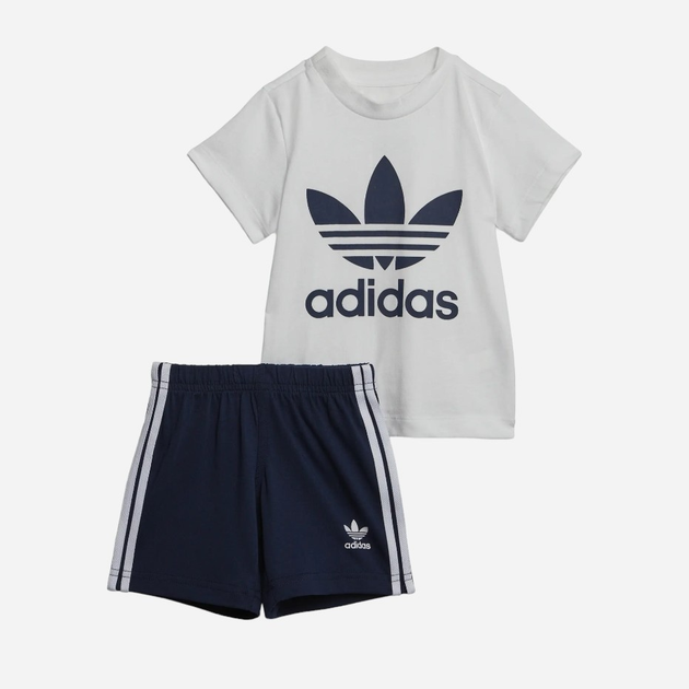 Комплект (футболка + шорти) дитячий adidas Trefoil Shorts Tee Set IB8638 104 Синій/Білий (4066752244464) - зображення 1