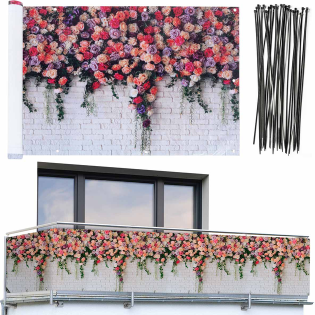 Osłona na balkon Maximex róże 5 m x 85 cm (4008069030880) - obraz 5