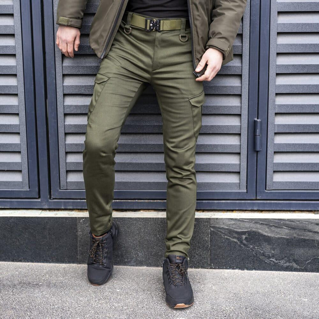 Мужские штаны карго Pobedov Trousers Tactical хлопок на флисе хаки размер S - изображение 1