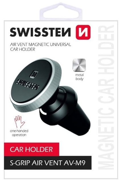 Uchwyt samochodowy na telefon Swissten Magnetic S-Grip AV-M9 Czarno-srebrny (65010424) - obraz 2