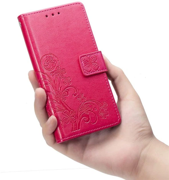 Чехол Clover для Samsung Galaxy M31 / M315 книжка с узором кожа PU малиновый - изображение 6