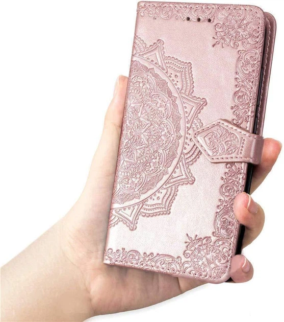 Чехол Vintage для IPhone X книжка с узором кожа PU розовый - изображение 7