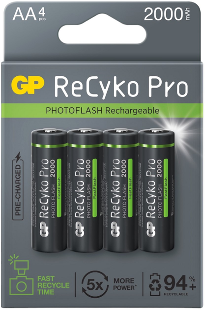 Akumulator GP Recyko Pro Photo Flash AA HR6 2000 mAh 1.2V 4 szt (4891199187032) - obraz 1