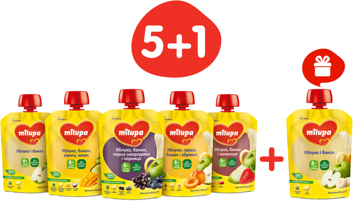 Набор Milupa Фруктовая прогулка 80 г х 6 шт (4820226169376) - изображение 1