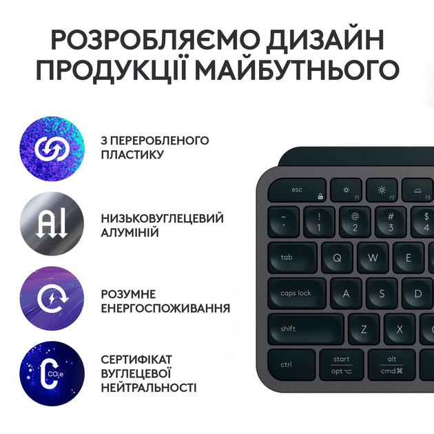 Клавиатура беспроводная Logitech MX Keys S PLUS PALMREST Graphite UA (920-011589) - изображение 5