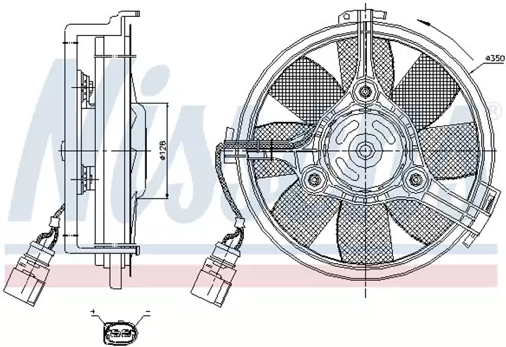 Вентилятор охлаждения двигателя SKODA SUPERB, VW PASSAT, NISSENS (85547) - изображение 1