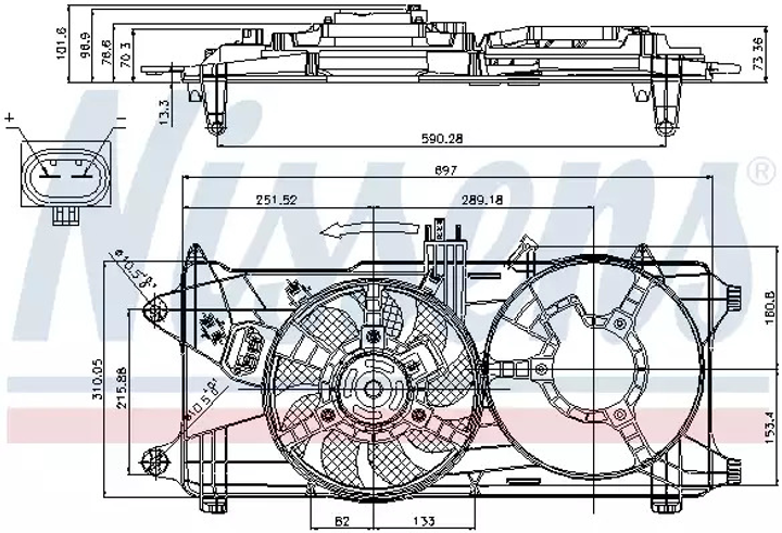 Вентилятор охлаждения двигателя FIAT DOBLO, NISSENS (85131) - изображение 1