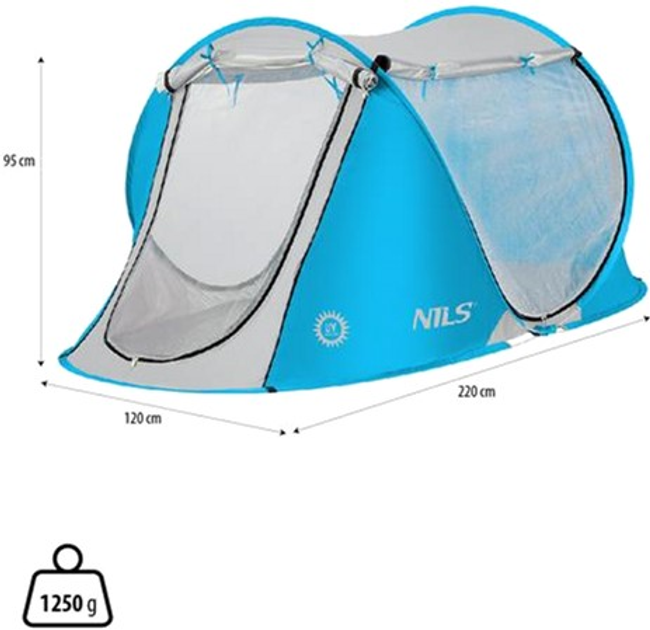 Пляжний намет Nils NC3043 Self-folding Блакитний (5907695523232) - зображення 4
