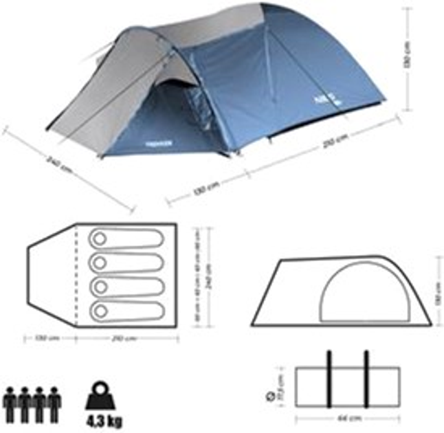 Кемпінговий намет Nils Camp NC6012 Блакитно-сірий (5907695518887) - зображення 5